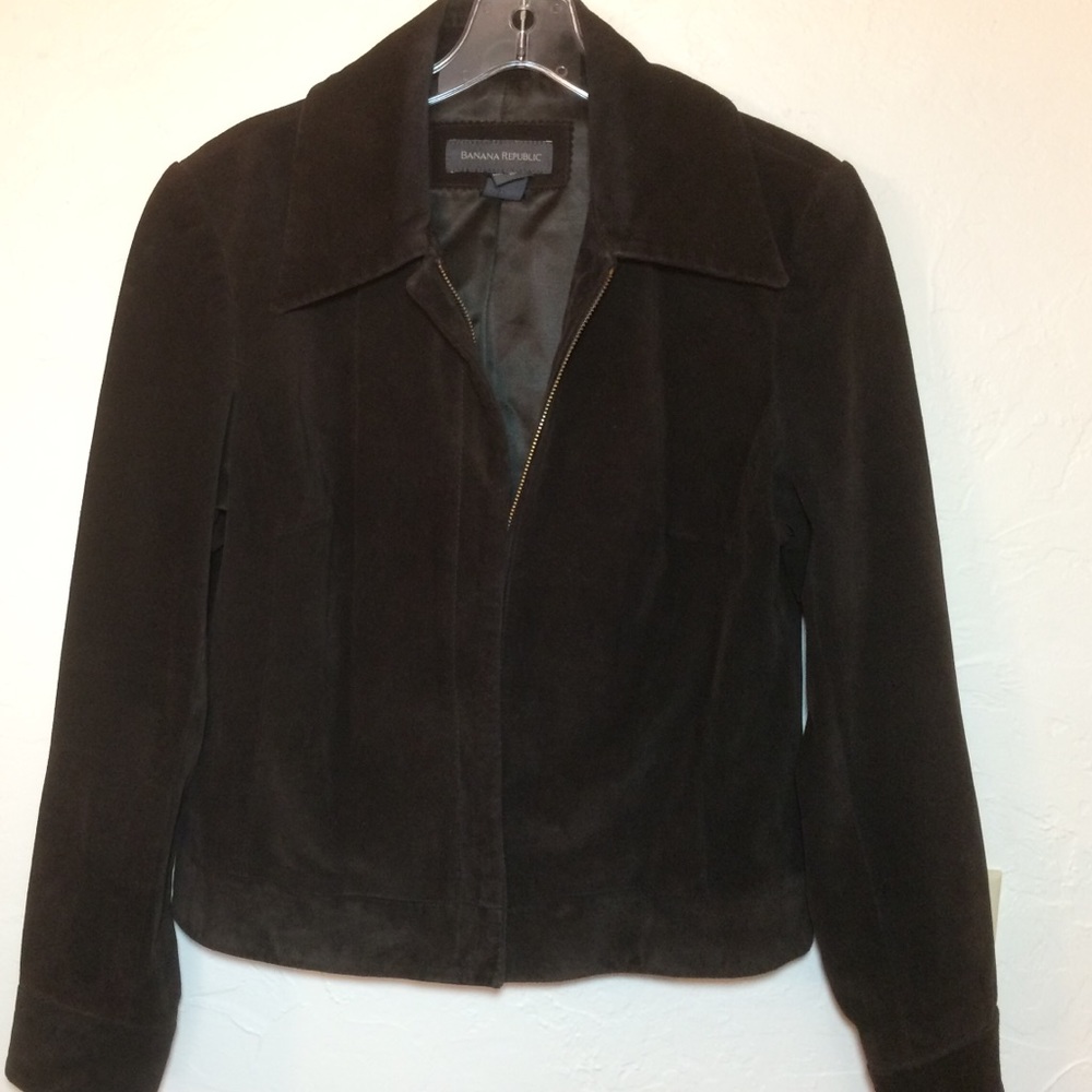 Banana Republic Dark Brown Suede Front Zip Jacket